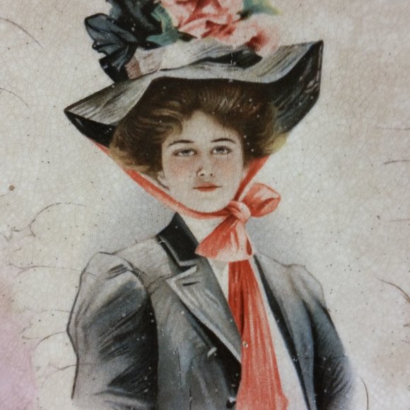 Antique 1907 Philip Boileau Lady Demure Collector Plate --Sterling China 8 3/8" - Picture 2 of 9